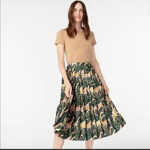 J. Crew giraffe print pleated midi skirt